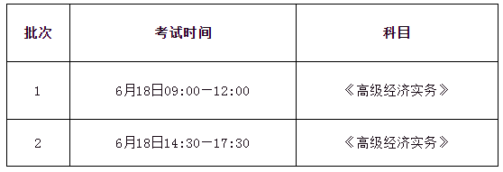 2022年贵州高级经济师考试时间及科目：6月18日