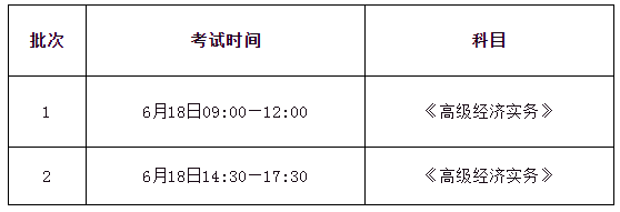 2022年重庆高级经济师考试时间及科目：6月18日