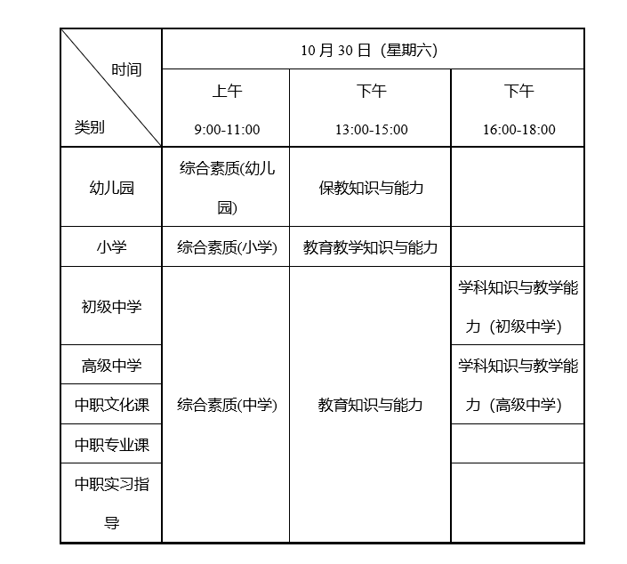 2021下半年湖南中小学教师资格证考试时间及考试科目【10月30日】