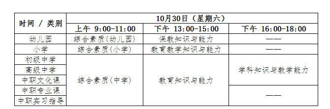 2021下半年贵州中小学教师资格证考试时间及考试科目【10月30日笔试】