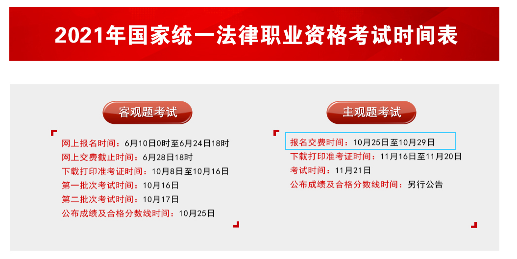 2021年上海法律职业资格主观题考试报名时间及入口【10月25日起】
