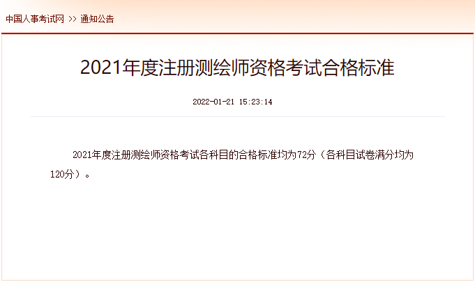 2021年福建注册测绘师考试合格标准（已公布）