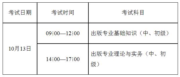 2019年山东出版专业职业资格考试时间及考试科目【10月13日】