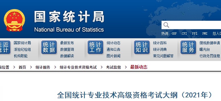 广西2021年高级统计师考试大纲