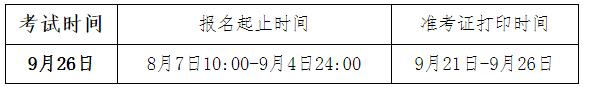 2020年9月北京基金从业资格考试时间：9月26日