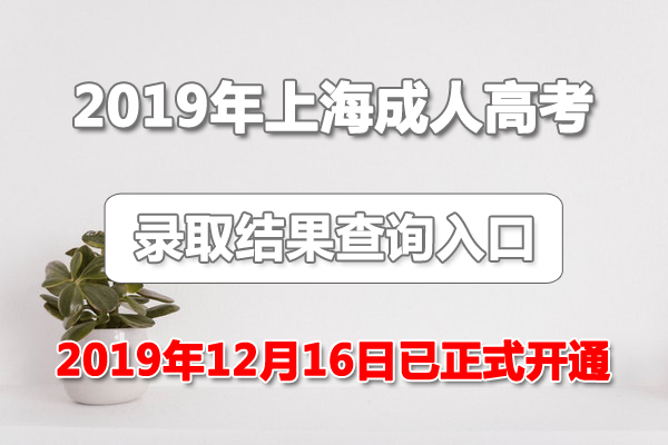 2019年上海市成人高考录取结果查询入口（12月16日正式开通）